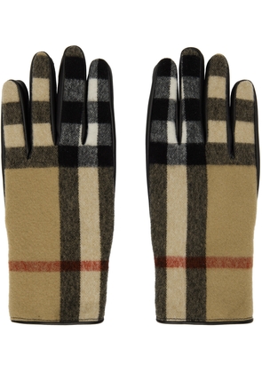 Burberry Tan & Black Vintage Check Gloves