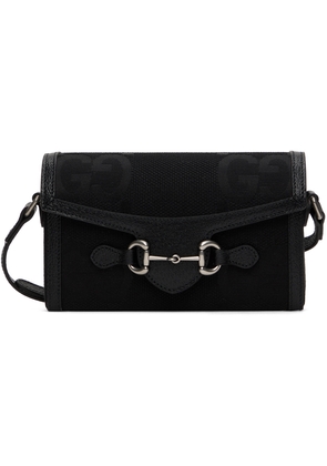 Gucci Black Mini Horsebit 1955 Jumbo GG Bag