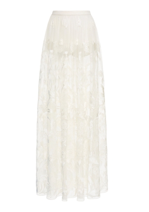 Zuhair Murad - High-Rise Floral-Embellished Skirt - White - FR 46 - Moda Operandi