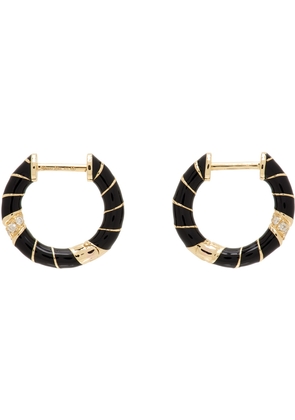 Yvonne Léon Gold & Black Paire De Creoles Mini Torsade Earrings