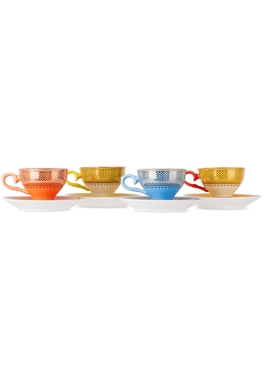 POLSPOTTEN Multicolor Grandma Espresso Cup & Saucer Set, 4 pcs