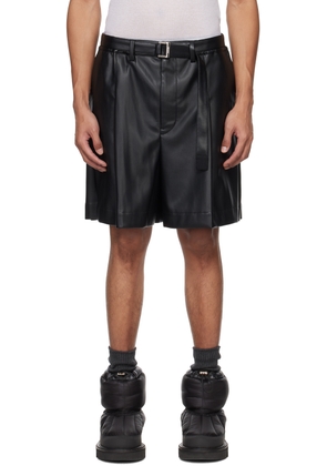 sacai Black Belted Faux-Leather Shorts