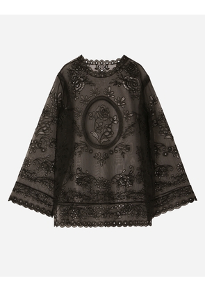 Dolce & Gabbana Crinoline A-line Dress With Inlay Embellishment - Woman Dresses Black Fabric 44