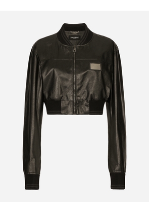 Dolce & Gabbana Short Nappa Leather Bomber Jacket With Tag - Woman Coats And Jackets Black Leather 38