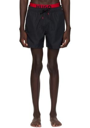 Hugo Black Printed Swim Shorts