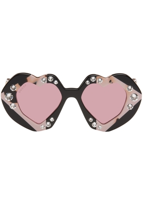 Gucci Black & Pink Heart Sunglasses