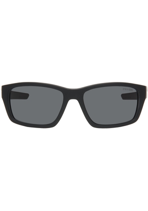 Prada Eyewear Black Linea Rossa Rectangular Sunglasses