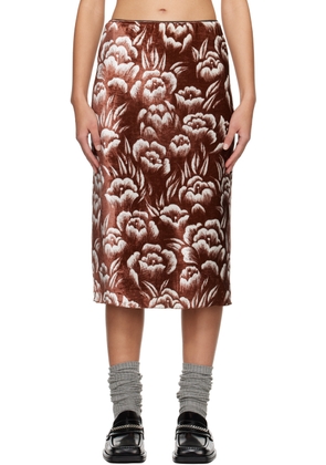 Meryll Rogge Brown Floral Midi Skirt