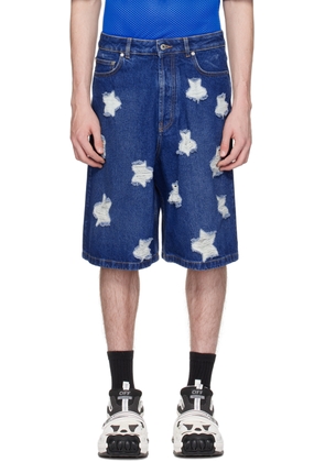Off-White Blue Stars Denim Shorts