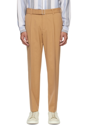 BOSS Tan Relaxed-Fit Trousers
