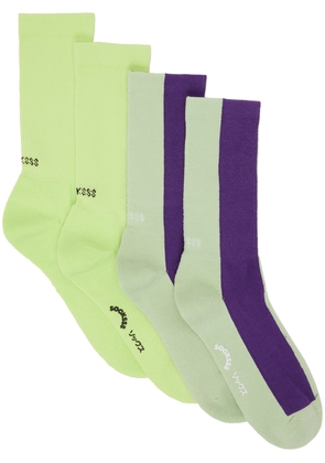 SOCKSSS Two-Pack Green & Purple Socks