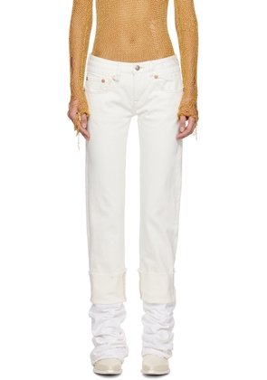 R13 White Cuffed Boy Jeans