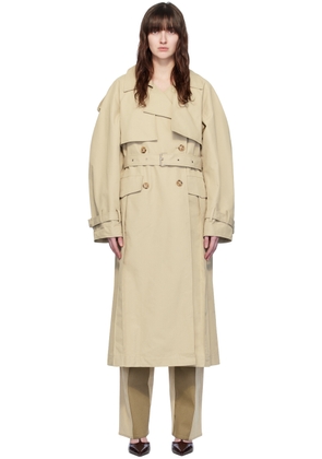 Elleme Beige Double-Breasted Trench Coat
