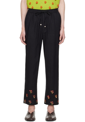 HARAGO Black Embroidered Trousers