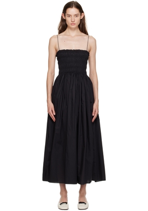 Matteau Black Shirred Maxi Dress
