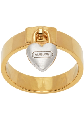AMBUSH Gold Heart Padlock Ring