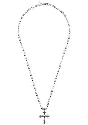 Emanuele Bicocchi Silver Beaded Chain Fleury Cross Necklace