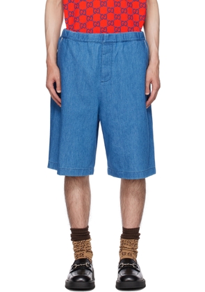 Gucci Blue Drawstring Denim Shorts