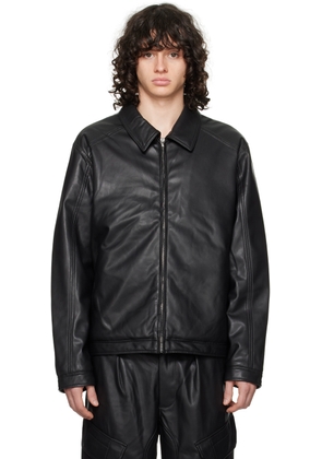 SOPHNET. Black Single Rider's Faux-Leather Jacket