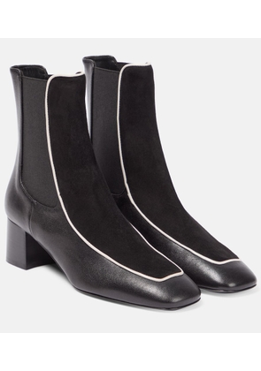 Toteme Velvet-trimmed leather ankle boots