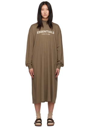 Fear of God ESSENTIALS Brown Long Sleeve Midi Dress