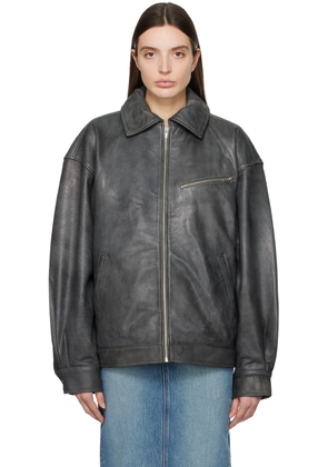 Reformation Gray Veda Marco Leather Jacket
