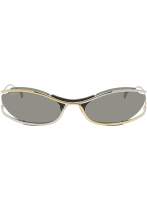 Gucci Gold & Silver Oval Sunglasses