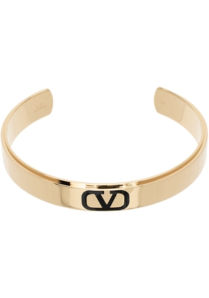 Valentino Garavani Gold & Black VLogo Signature Cuff Bracelet