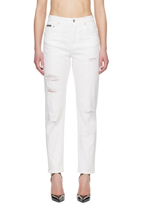Dolce & Gabbana White Distressed Jeans