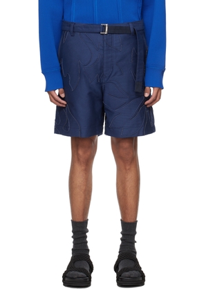 sacai Blue Embroidered Shorts