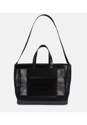 Tom Ford T Screw Large leather and mesh tote bag