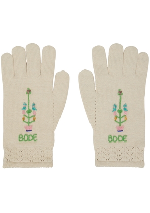 Bode Off-White Beaded Gloves
