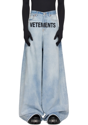 VETEMENTS Blue Embroidered Baggy Jeans