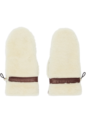 Chloé Beige & Brown Paneled Shearling Mittens