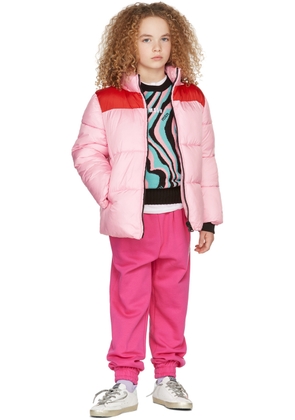 MSGM Kids Kids Pink & Red Hooded Puffer Jacket