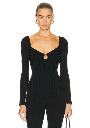Stella McCartney Technical Knit Tight Rib Sweater in Black - Black. Size 36 (also in 38).