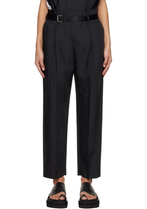 132 5. ISSEY MIYAKE Black Oblique Fold Trousers