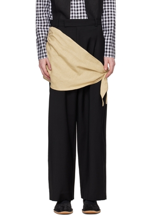 STRONGTHE Black & Beige Wrapped Trousers
