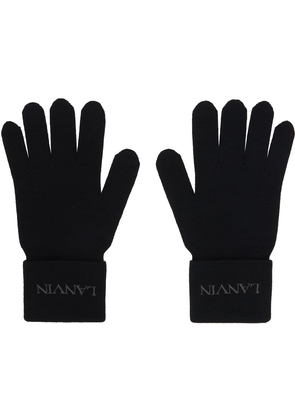 Lanvin Black Embroidered Gloves