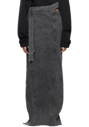 Jade Cropper Gray Cutout Denim Maxi Skirt