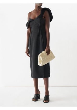 Bottega Veneta - Sculpted Wool-twill Midi Dress - Womens - Black - 38 IT