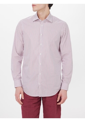 Massimo Alba - Genova Striped Cotton-poplin Shirt - Mens - Purple - L