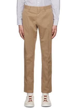 ZEGNA Tan Flat Front Trousers