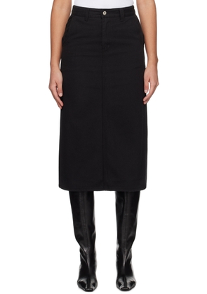 Nothing Written Black H-Line Denim Midi Skirt