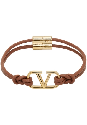 Valentino Garavani Brown Leather VLogo Signature Bracelet