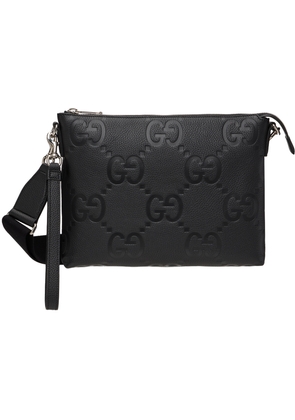 Gucci Black Medium GG Embossed Messenger Bag