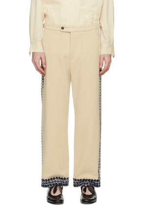 Bode Off-White & Navy Caracalla Vine Trousers