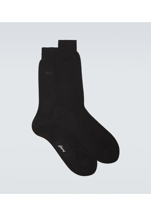 Brioni Logo ribbed-knit cotton socks
