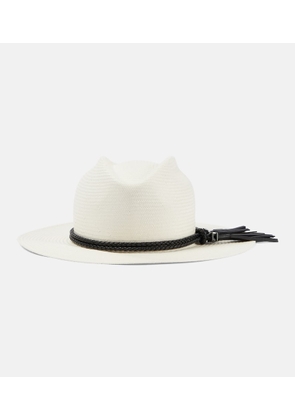 Max Mara Elfi leather-trimmed straw boater hat