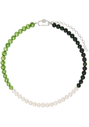 VEERT Multicolor 'The Chunk Multi Green Freshwater Pearl' Necklace
